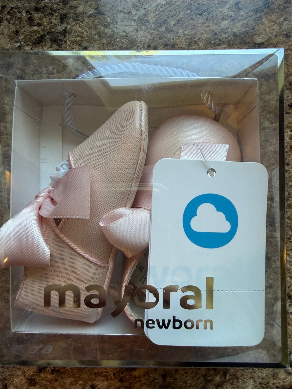 Mayoral Baby Walker Satin Bow Soft Pink Booties size 19 NWT